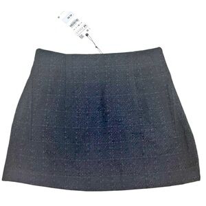 Zara Black Tweed/Boucle/Textured Mini Skirt